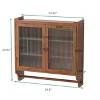 24.8"Glass Door Vintage Double Door Wall Cabinet with Three Tiers of Storage - 4 of 4