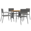 vidaXL Outdoor Dining Set Grey PE rattan, steel, solid acacia wood - Gray 4 - 3 of 4