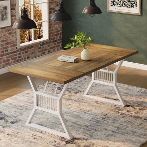 70.8 Inch Dining Table 6-8 Person, Kitchen Table with Heavy Duty Metal Legs - 1 of 4