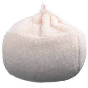 Itopfox Fluffy Stuffed Animal Storage Bean Bag Chair Cover, Faux Fur Comfy Bean Bag for Organizing Plush Toys or Textile, for Adults Teens Kids Girls - 1 of 4