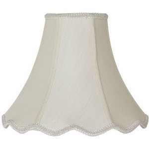 Imperial Shade Creme Small Scallop Bell Lamp Shade 5" Top x 12" Bottom x 10" Slant x 9.5 High (Spider) Replacement with Harp and Finial - 1 of 4