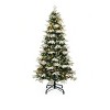 6ft/7.5ft Pre-Lit Tiered Flocked Christmas Tree With Remote Control, Featuring Pre-Decorated Flocked Hinged Design - 2 of 4