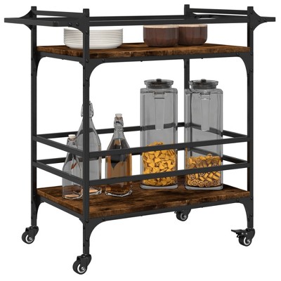 CLIHOME 3-Tier Rolling Kitchen Trolley, Serving Bar Cart for Home with Removable Wheels