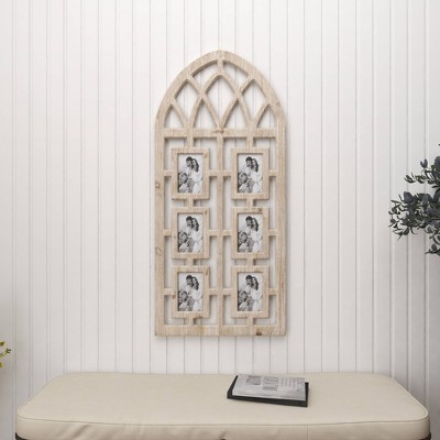 Whitewashed Vintage Cathedral Arch Wood Photo Frame 19" x 41"
