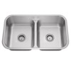 Miligore 32" x 19" x 9" Deep Double Bowl (50/50 Low Profile Split) 16-Gauge Stainless Steel Kitchen Sink with Drains/Grids - 2 of 4