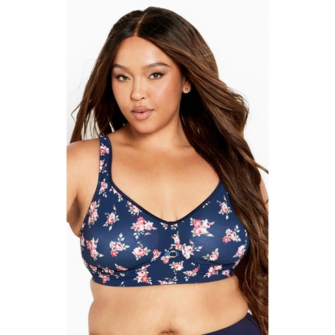 Avenue  Women's Plus Size Soft Caress Print Bra - Navy Floral - 50d :  Target