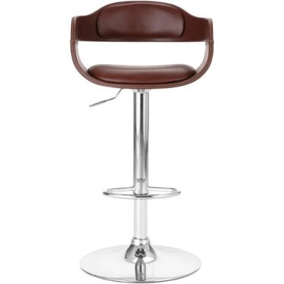 Brown swivel adjustable bar stool with upholstered seat and back