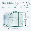 Gulches 6x8FT Walk in Polycarbonate Greenhouse Heavy Duty All in One Gardening Space Sliding Door Adjustable Window Backyard Outdoor - 4 of 4