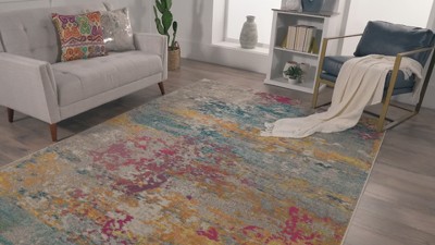 Monet Multicolor Abstract Synthetic 4' x 6' Area Rug