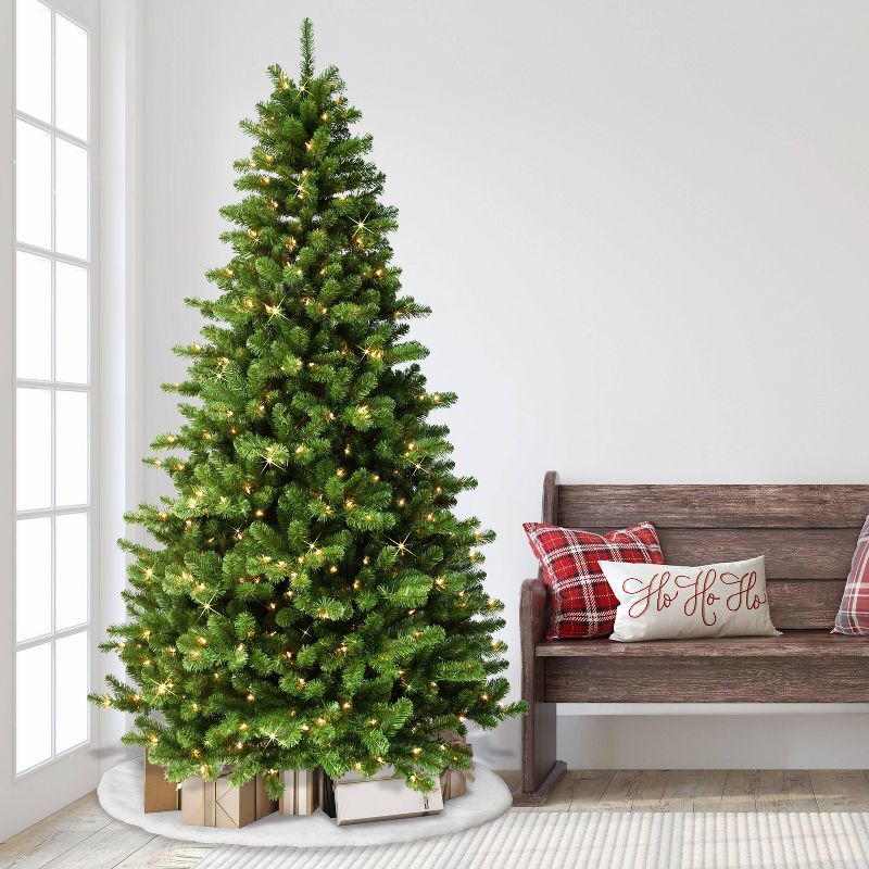 7.5ft Puleo Pre-Lit Full Vermont Spruce Christmas Tree with Sure Lit Pole 550 Clear Incandescent Lights, 2 of 4