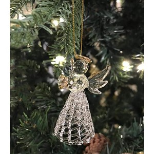 4E's Novelty Glass Angel Ornaments for Christmas Tree (Set of 24) - 2.5" Mini Angels Decor, Clear Spun Glass Angel Ornaments for Holiday Season - 1 of 4