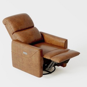 Swivel glider lounger with lumbar support, imitation leather interior, suitable for living room, bedroom baby lounger - 1 of 4