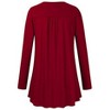 Women's Long Sleeve V Neck Tunic Tops Pleated Solid Tee Shirt Causal Loose Blouse, Red, 4XL - 2 of 4