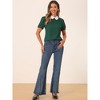 INSPIRE CHIC Women's Vintage Peter Pan Collar Contrast Puff Short Sleeve Blouse - 2 of 4