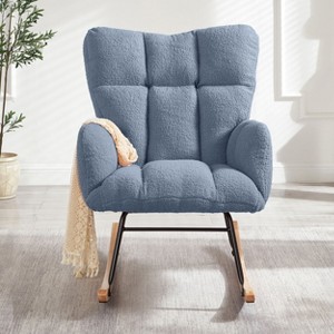 PAGED Rocking Accent Chair, Modern Teddy Living Room Chairs with Metal Frame, Comfy Glider Chair for Reading Room, Bedroom - 1 of 4