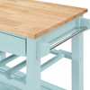 Breighton Home Ellaine 4 Tier Butcher Block Kitchen Cart with Drawer and Wine Rack in Sea Foam Blue/Butcher Block - 4 of 4