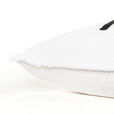 20"x20" White Cotton Embroidered Cat Throw Pillow