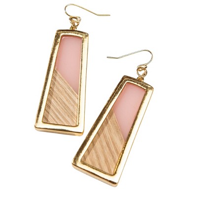 Blush & Gold Trapezoid Earrings Zinc Alloy