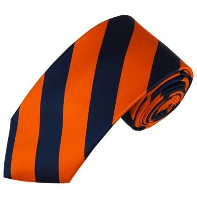 Men's 2.75 W And 58 L Inch With 0.75 Inch Stripe Width College Stripe Slim Woven Necktie