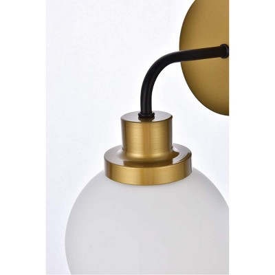 Hanson Black and Brass Dimmable Wall Sconce with Frosted Shade
