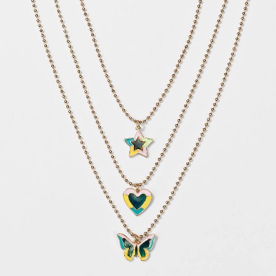 Girls' 3pk BFF Mood with Butterfly and Star Necklace - Cat & Jack™