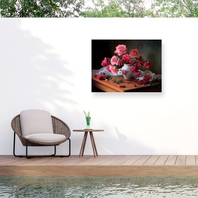 Trademark Fine Art - Tatyana Skorokhod Still Life With Roses And Berries Matted Framed Art