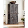 Freestanding Kitchen Storage Cabinet With Door & Drawer Dark Rustic Oak For Kitchen  Dining Or Living Room - 2 of 4