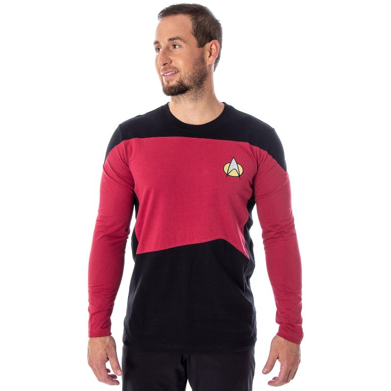 Star Trek Next Generation Men's Picard Uniform Costume Long Sleeve Shirt, 1 of 6