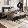 coucheta Bed Frame with PU Faux Leather,Headboard with Charging Station,Platform Bed Frame with Storage,Noise-Free,No Box Spring Needed,Easy Assembly - 3 of 4