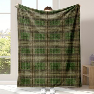 Military Green Plaid Blanket, Perfect for Home Decor or Military Gifts, Traditional Plaid Design, Christmas Gift. - 1 of 4