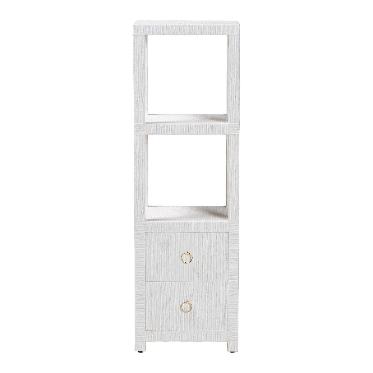 bali & pari Xavier Grasscloth Tall Storage Cabinet White/Gold - thumbnail 3