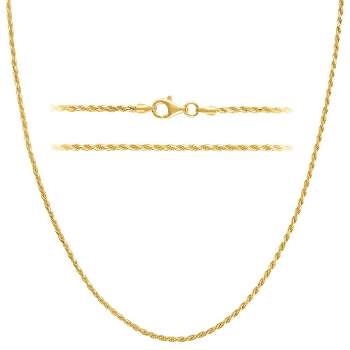 KISPER Solid 18K Gold Over 925 Sterling Silver Italian Diamond-Cut 1.5mm Braided Rope Chain Necklace - for Men & Women - Made in Italy