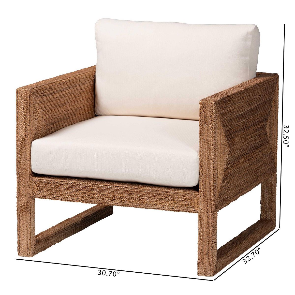 bali & pari Helina Seagrass and Acacia Wood Arm Chair Bleached Light Brown - thumbnail 4