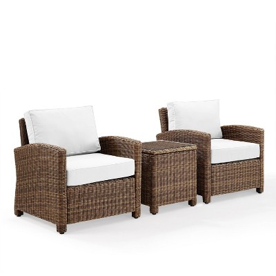Bradenton 3pc Outdoor Wicker Seating Set with Side Table & 2 Arm Chairs - Crosley