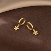 Gold Dainty Huggie Hoop Earrings - Tassel Dangle with Geometric Cross & Heart Charms, Hypoallergenic Sleeper Earrings - 4 of 4