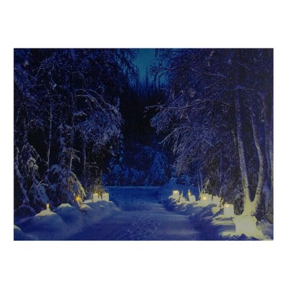 Northlight LED Lighted Nighttime in the Woods Winter Scene Canvas Wall Art 15.75"