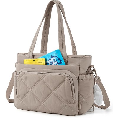 Paaaawaters Lunch Bag Women Large Lunch Box Insulated Tote Bag with Multi-Pockets Quilted Puffy Tote for Work, Outdoors