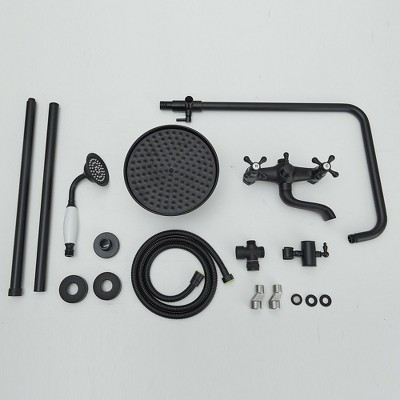 Matte Black Adjustable Height Dual Shower Head System