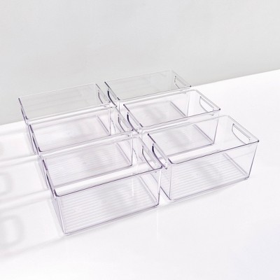 iDESIGN 6pc 10"x 6"x 5" Recycled Plastic Organizer bins: Clear Kitchen Storage, Dishwasher-Safe, Cabinet Organizers — фото 3