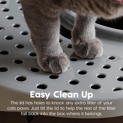 Large Black and Gray Top Entry Cat Litter Box with Scoop