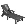Osparple Wood Grain Outdoor Folding Chair with Wheels Outdoor Chaise Lounge Chair Oversized Deck Chairs Outdoor Clearance for Garden - 3 of 4
