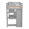RISOKEYS Twin Size Loft Bed with Storage Drawers and Stairs - Wooden Loft Bed with Shelves, Wood Bed Frame for Kids, Teens and Adults, Gray - Twin - 4 of 4