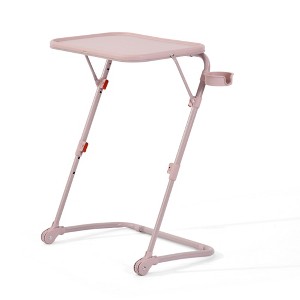 FurnitureR Adjustable Height Folding Desk with PP Tabletop, Portable Space-Saving Work Table with Wheels and Side Storage Trays for Home Office - 1 of 4