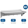 12" x 24" NSF Certified Stainless Steel Wall Mount Shelf - Multifunctional Metal Storage Rack with Backsplash and 5 Hooks - 4 of 4
