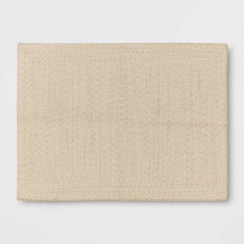 2&#39;6&#34;x4&#39;2&#34; Natural Woven Rectangular Braided Outdoor Accent Rug Heathered Cream - Threshold&#8482;, 1 of 9