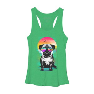 Women's Design By Humans Summer Pug By clingcling Racerback Tank Top - 1 of 3