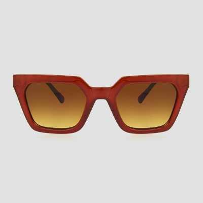 Women's Angular Rectangle Sunglasses - A New Day™ Brown