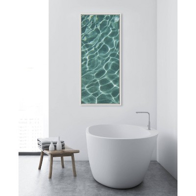 Sylvie Pool Days Coastal Canvas Wall Art in White Frame