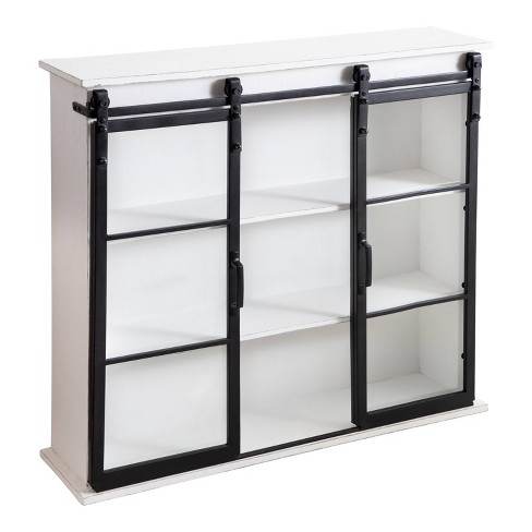 White Bathroom Storage Cabinet with Glass Door and Sliding Drawers