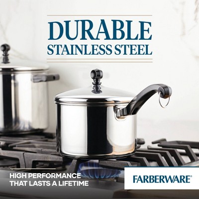 Farberware 15-Piece Stainless Steel Nonstick Cookware Set with Utensils